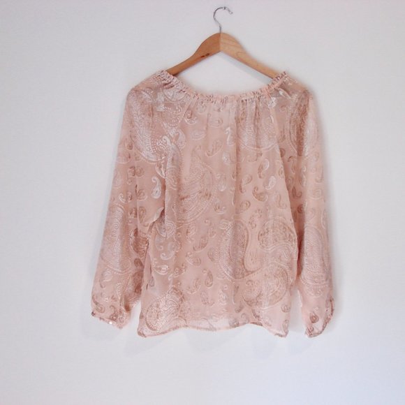 Nanette Lepore Tunic Blouse Cream Flowy Loose Romantic Holiday Party Size Medium - Picture 13 of 15